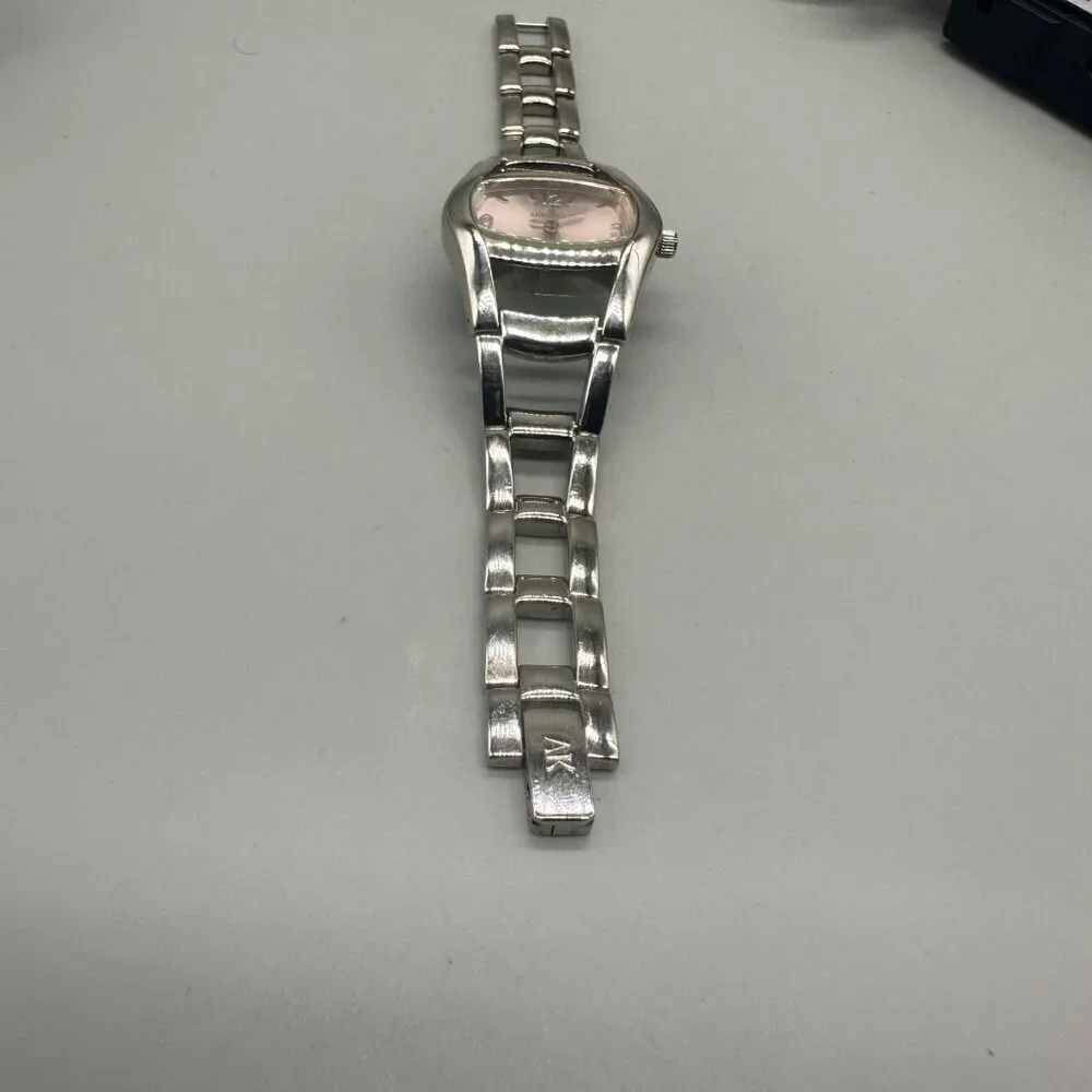 3/$30 Anne Klein Watch Women Pink Dial Silver Tone Bracelet Band 5.75
